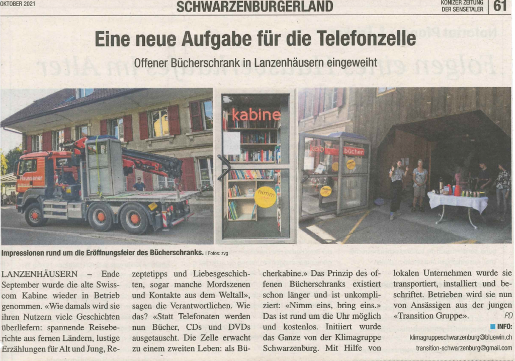 Artikel im Sensetaler Oktober 2021